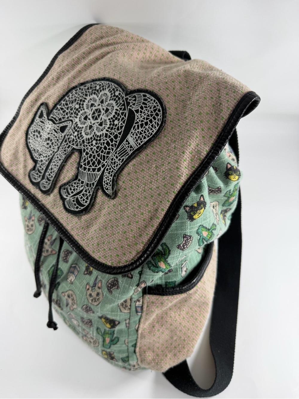 Cat Print Backpack Witchy Cottagecore Kawaii Boho Mini Backpack Purse - Picture 5 of 10